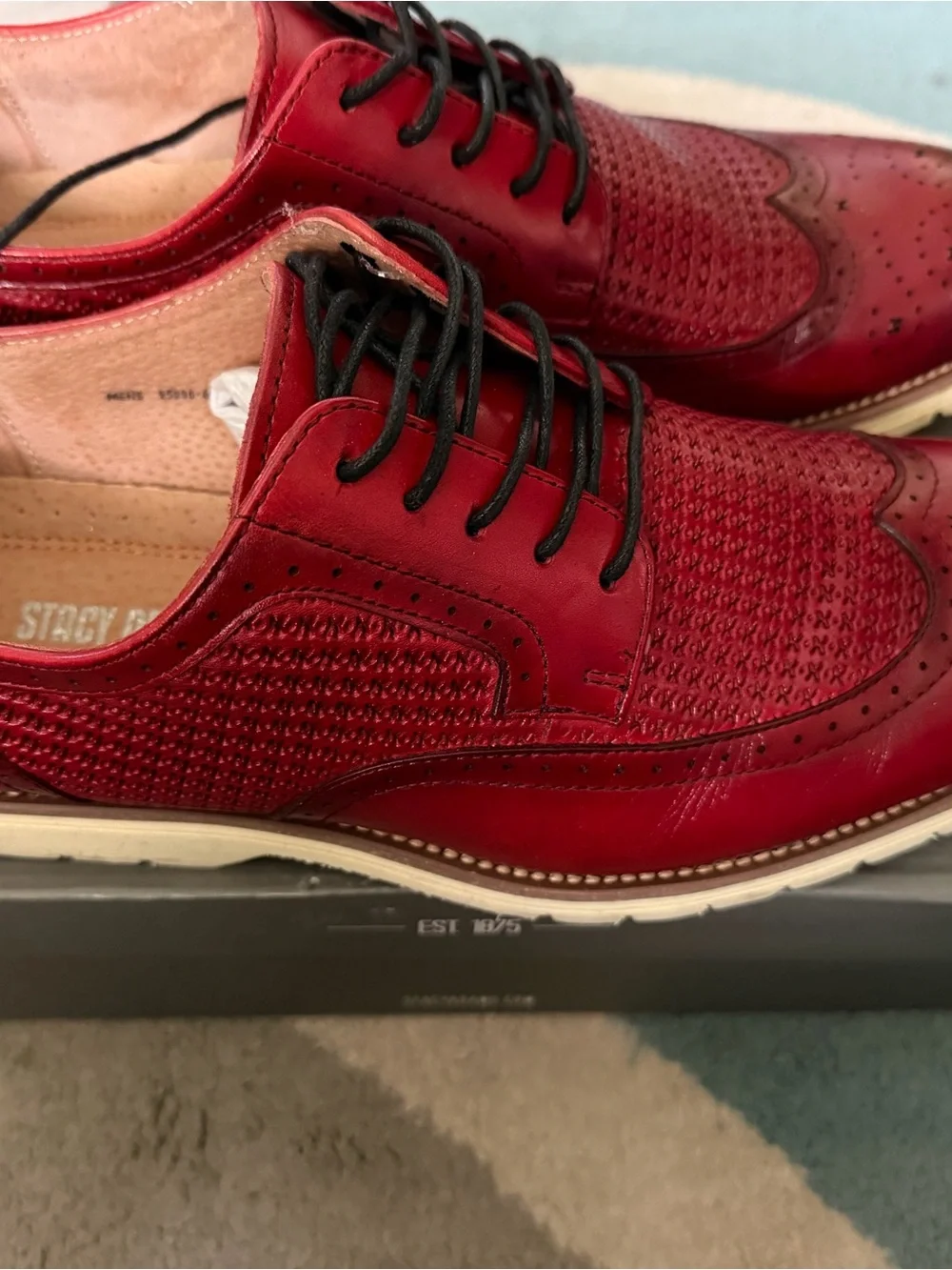 Stacy Adams Burgundy Perforated Wingtip Oxfords